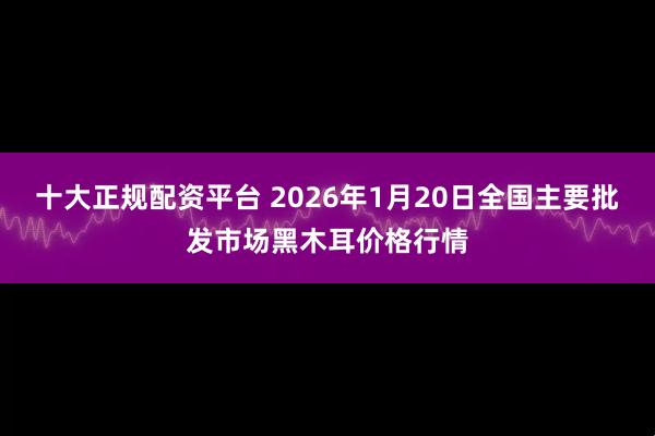 十大正规配资平台 2026年1月20日全国主要批发市场黑木耳价格行情